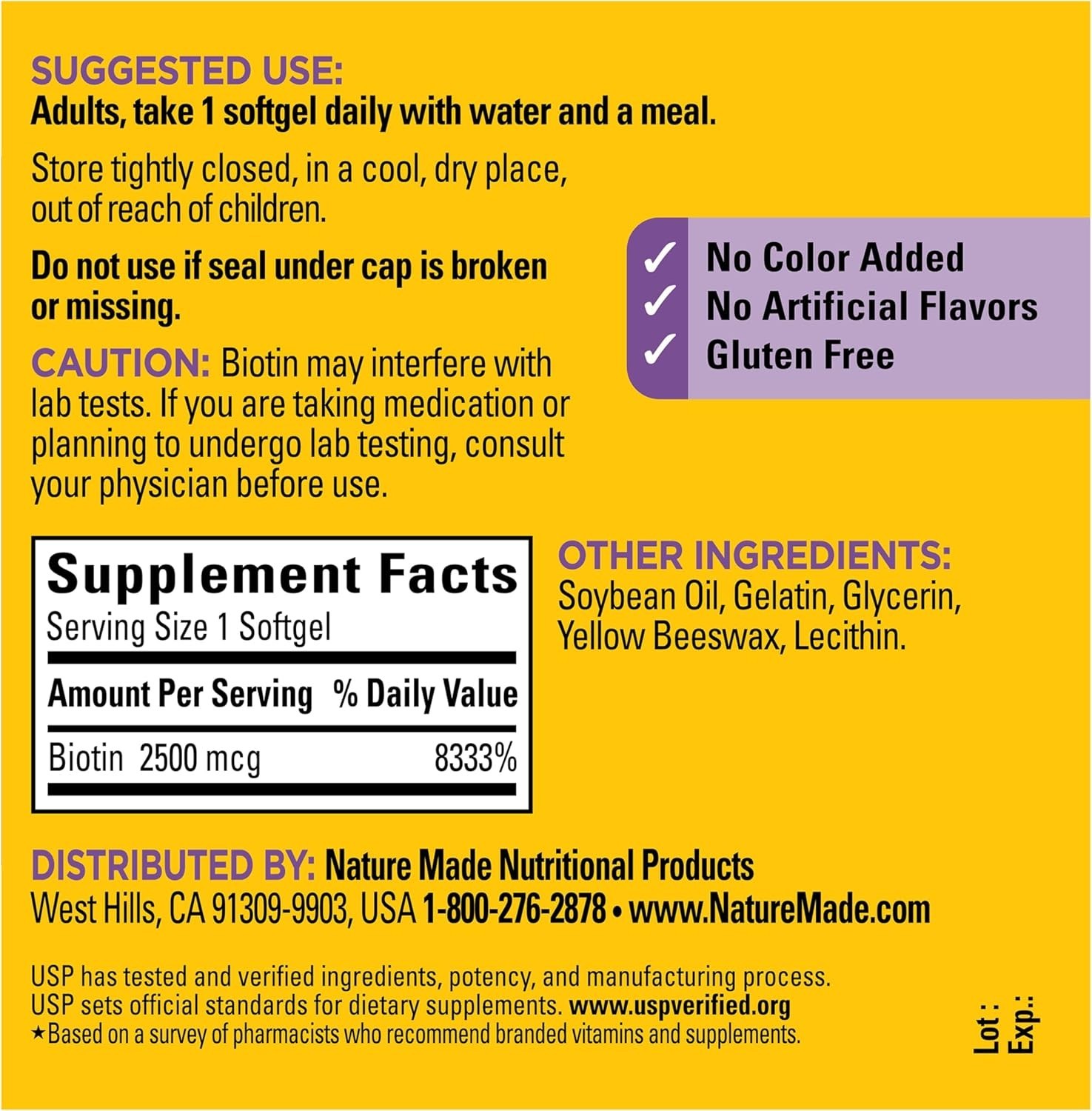 Biotin 2500 mcg Extra Strength Softgels – Support Hair, Skin & Nails