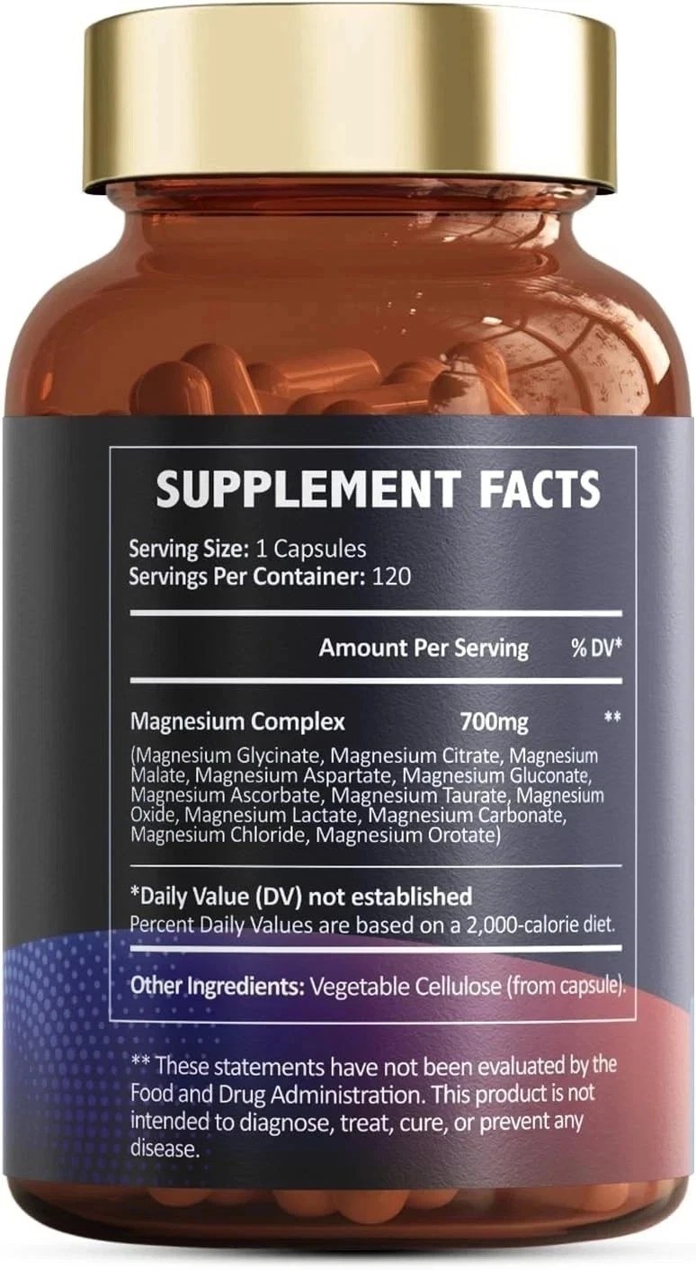 Magnesium 12 in 1 Complex 700mg – Glycinate Citrate Malate Taurate – 3 Bottles