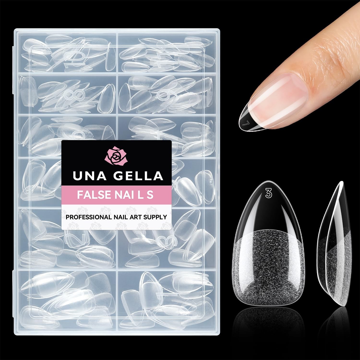 216 Short Almond Fake Nails – Salon Quality Acrylic Tips, 12 Sizes Available