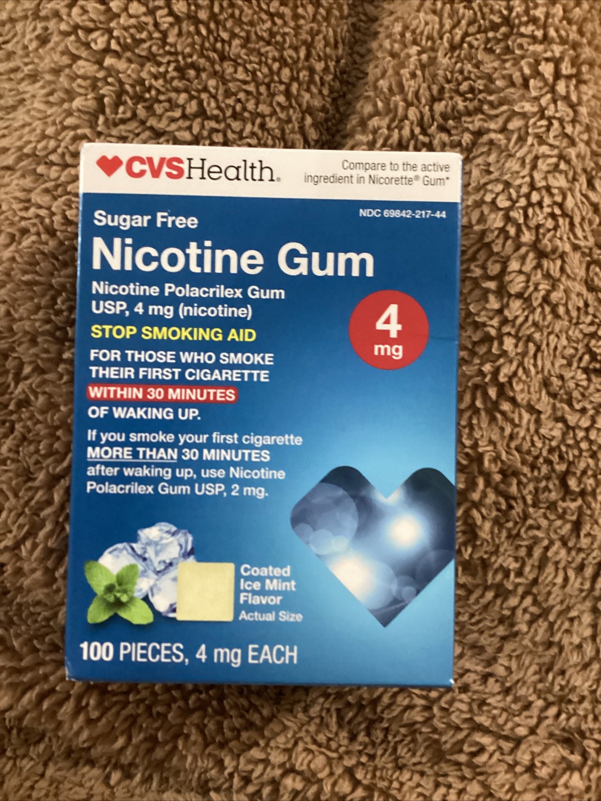 CVS Health Nicotine Polacrilex 4mg Gum, Original – 100 Pieces Sugar Free