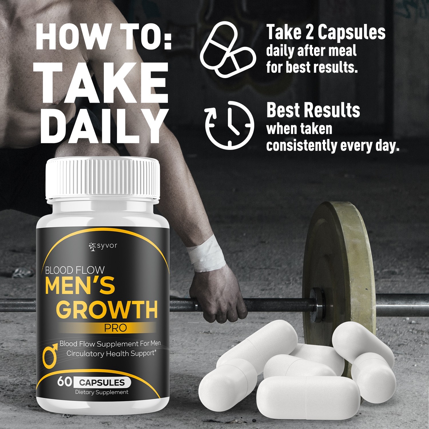 (3 Pack) Blood Flow Men’s Growth Pro Advanced Male Support Vitamin 180 Capsules