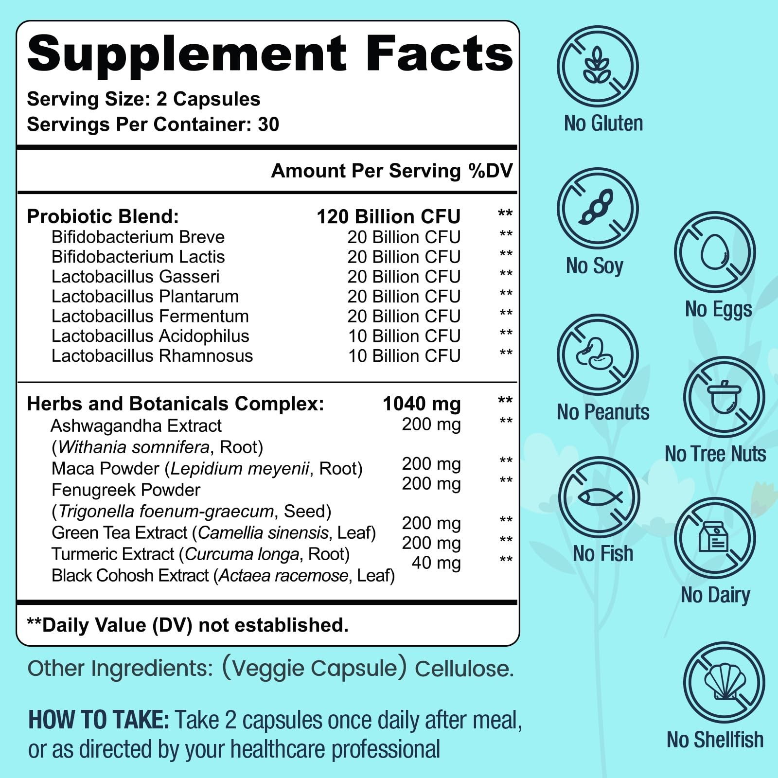 Menopause Supplements for Women, 120 Billion CFU Probiotic, 13-in-1 Herbs