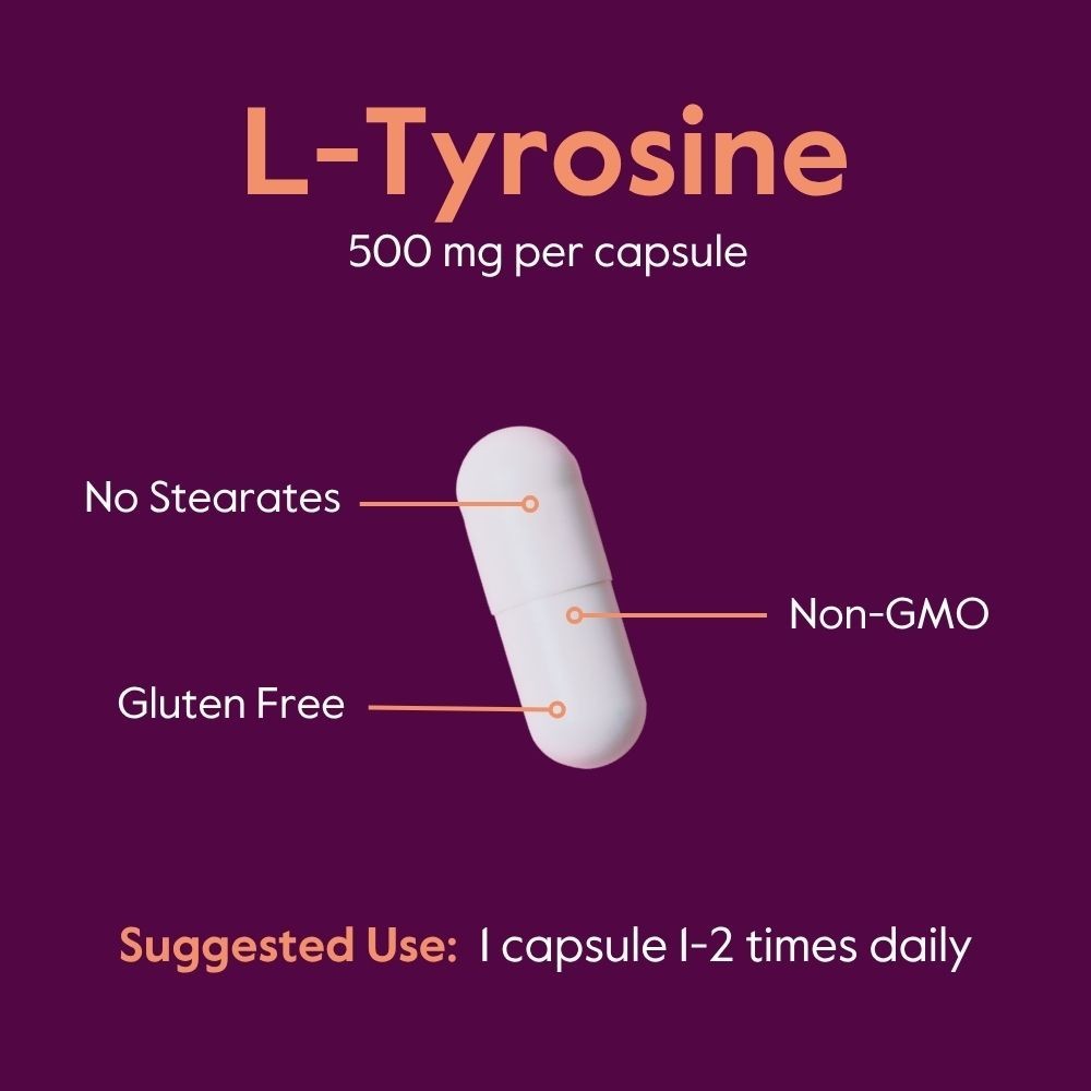Bestvite L-Tyrosine 500mg (240 Capsules) – No Stearates – Non GMO – Gluten Free