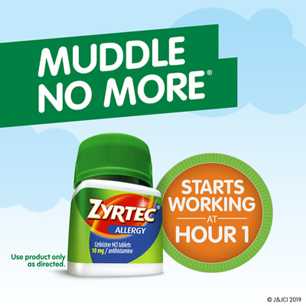 Zyrtec 24-Hour Allergy Relief Tablets 10mg Cetirizine 60 Count Pack of 3 (180ct)