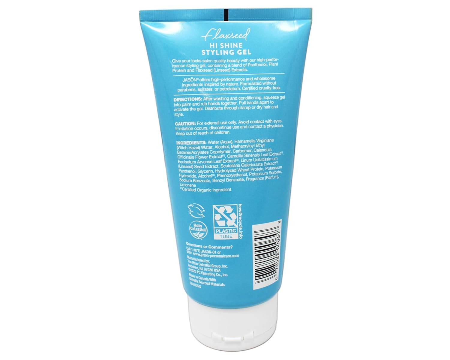 JASON Flaxseed Hi-Shine Styling Gel 6 Ounce Tubes (Pack of 2)