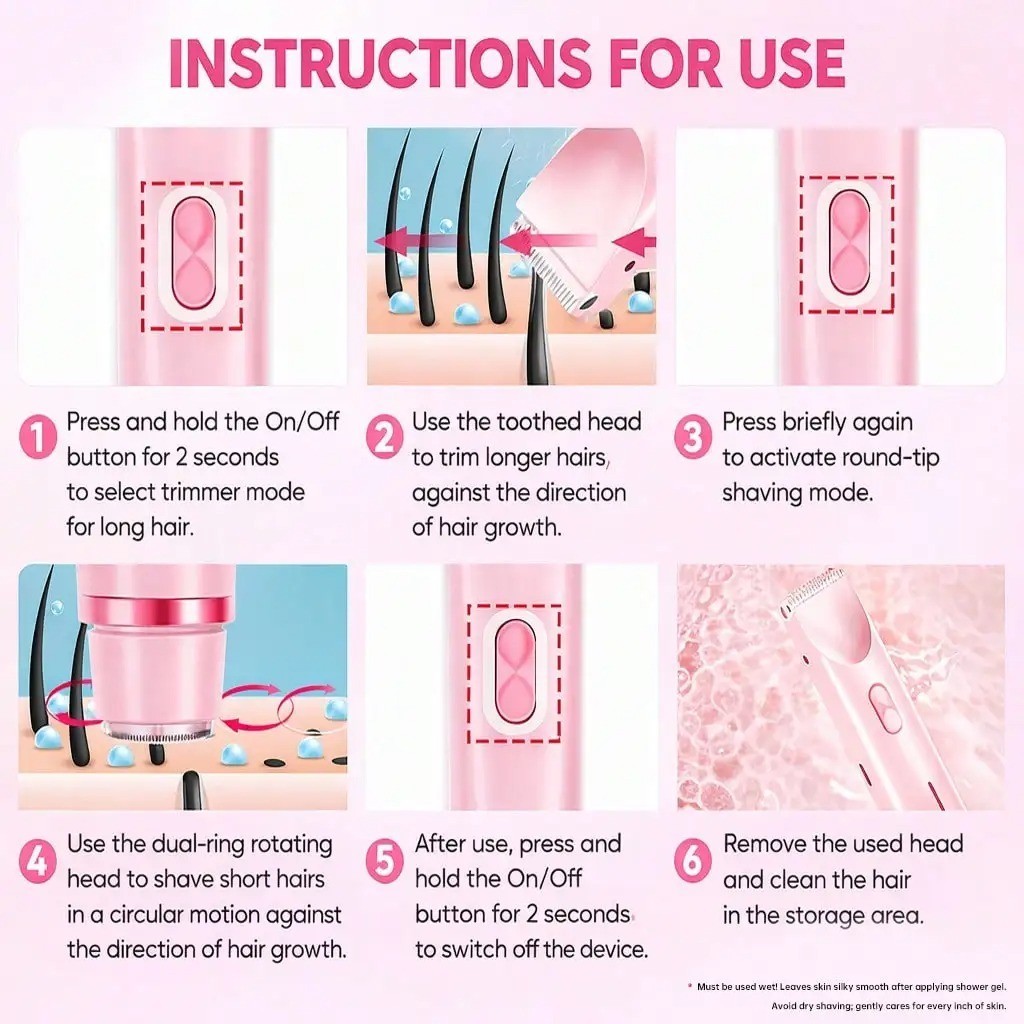 Women’s 2 In 1 Electric Shaver Trimmer Rechargeable Type C Hair Remover