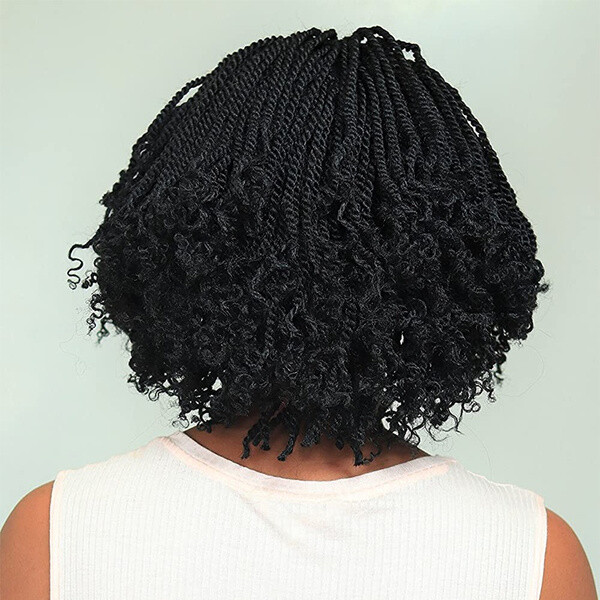 Short Bob Twisted Braids Wig Curly Black Wigs Synthetic Braided Wigs None Lace