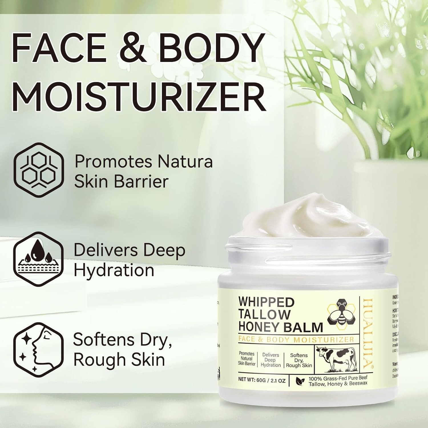 Beef Tallow for Skin, Organic Tallow and Honey Balm, Tallow Face Moisturizer, Gr