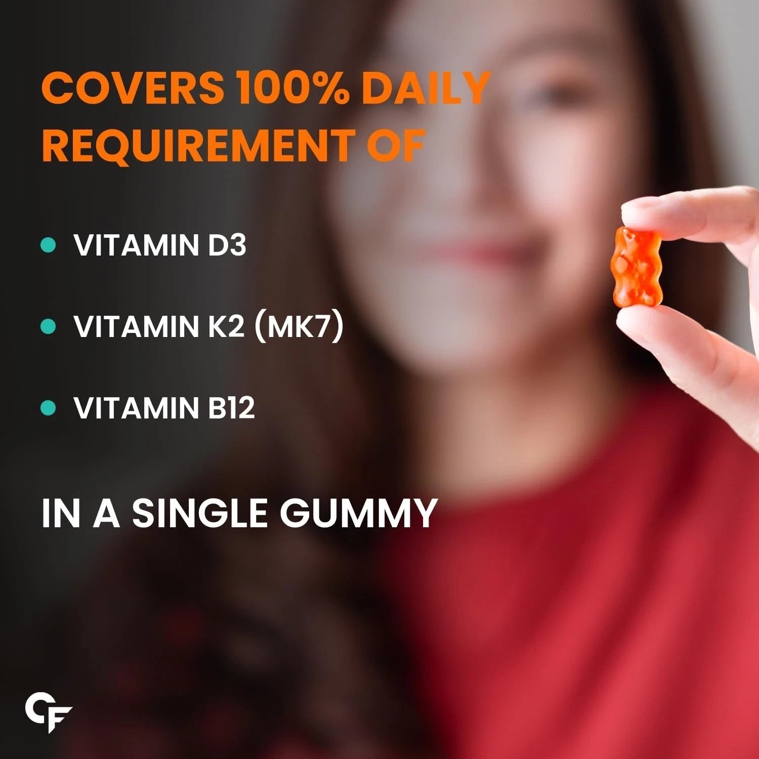 Carbamide Forte Vitamin D3 K2 MK7 & B12 Gummies Mango Flavour 60 Gummies