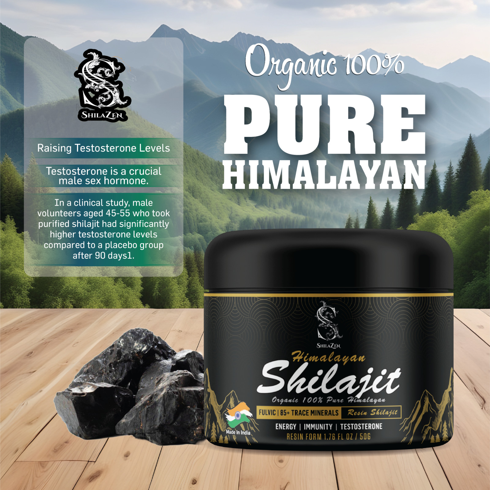 100% Pure Himalayan Shilajit, Soft Resin, Organic, Extremely Potent, Fulvic Acid