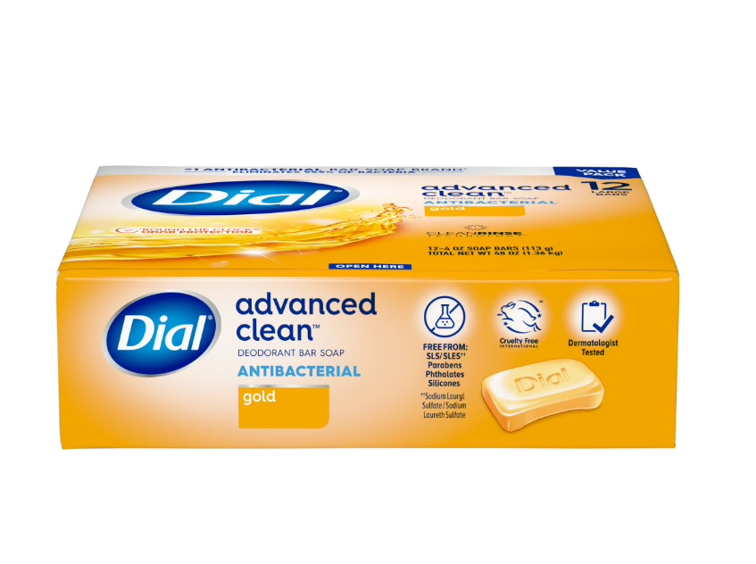 Gold Antibacterial Deodorant Bar Soap Advanced Clean 12 Pack 4oz Bars