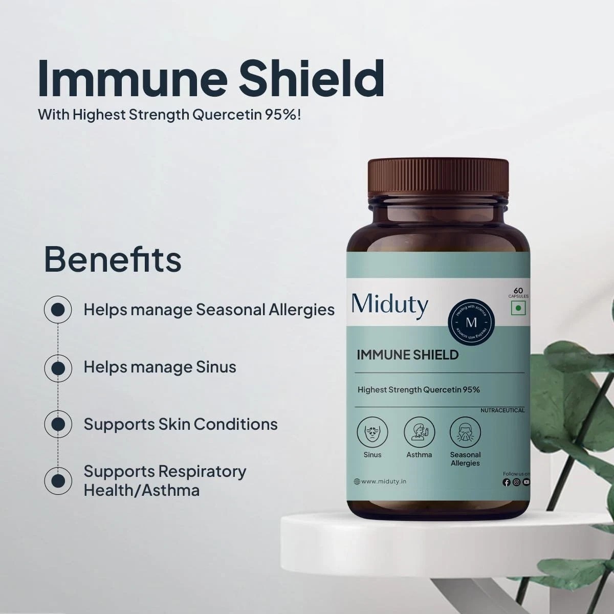 Miduty Immune Shield Quercetin 700 mg, Bromelain – 60N