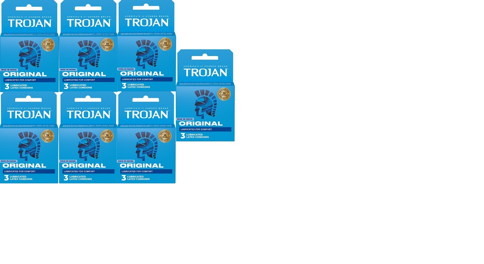 7x 3 Pack Trojan Enz Spermicidal Lubricated Latex Condoms Exp 12/2029