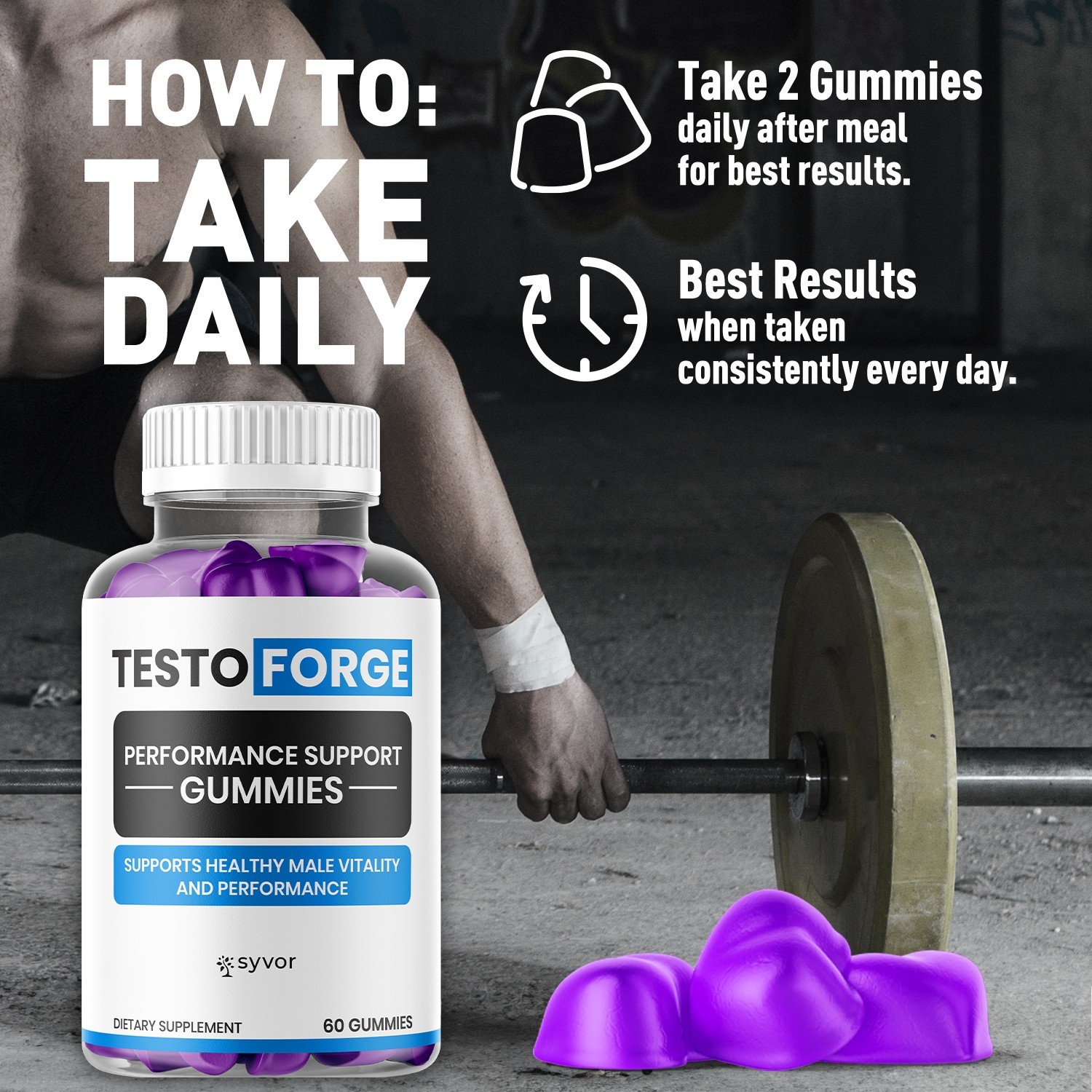 (1 Pack) Testo Forge Gummys Advanced Male Support Formula TestoForge 60 Gummies