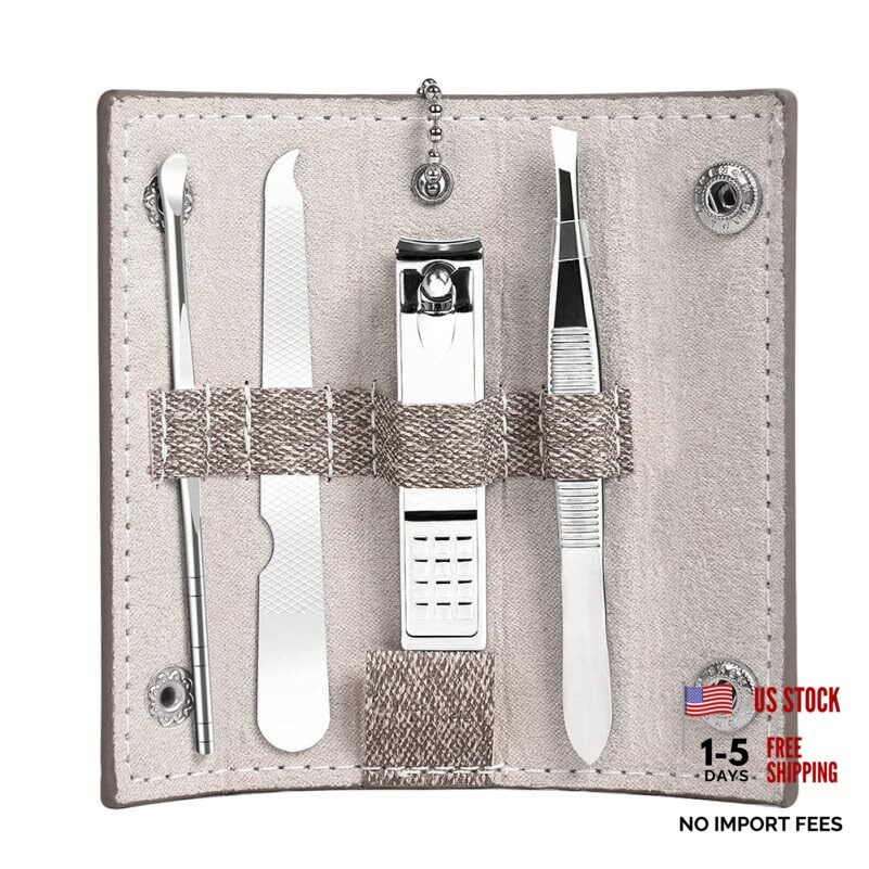 Travel Manicure Set with Nail Clipper Nail File Eyebrow Tweezers and Ear Pick