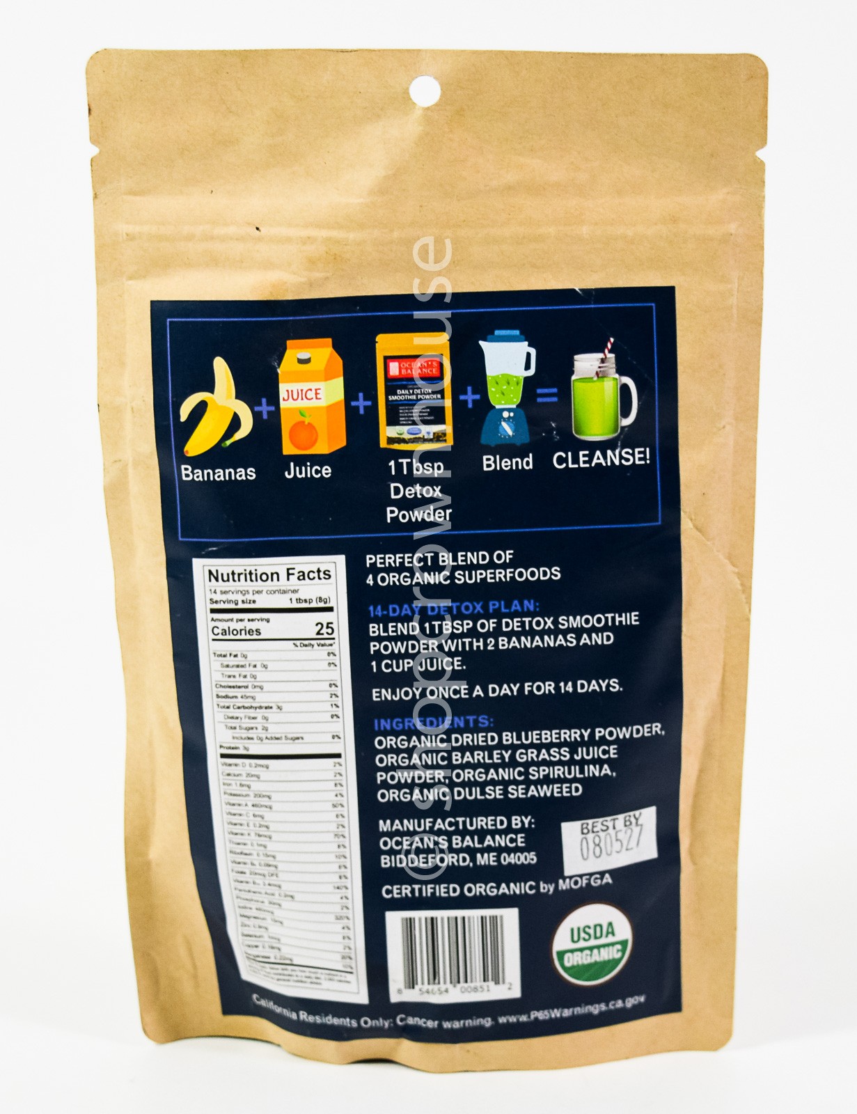 2 Ocean’s Balance 4oz Organic Daily DETOX Smoothie Powder 14 day cleanse 08/2027