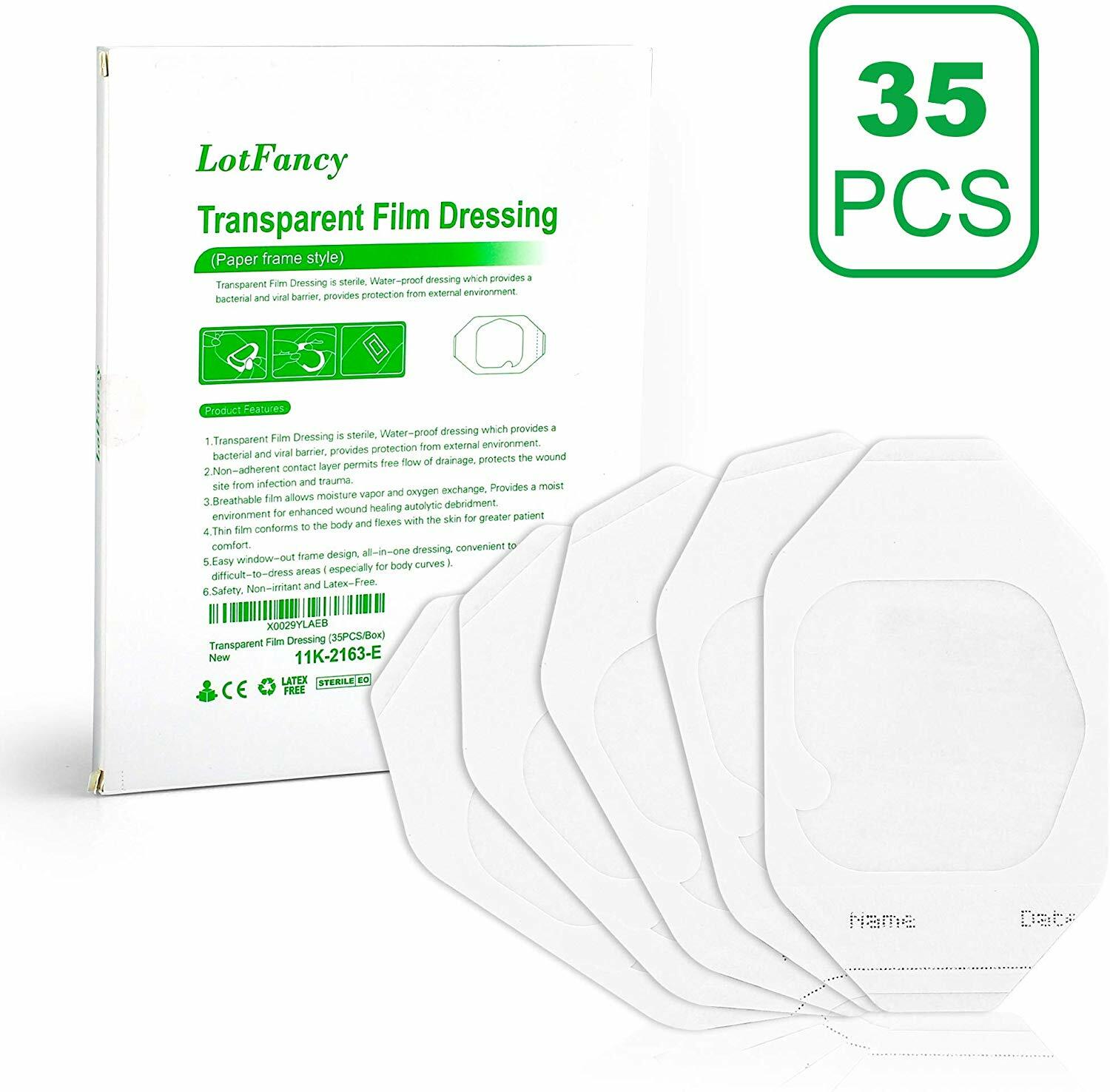 35Pcs Transparent Film Dressing (6x7cm) Wound Bandages Adhesive Patch Waterproof