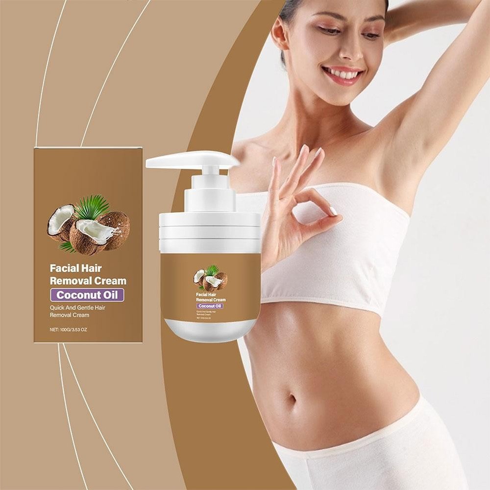 Facial Hair Removal Cream Coconut Oil Based Gentle Body Hair Remover 3.53OZ/100g