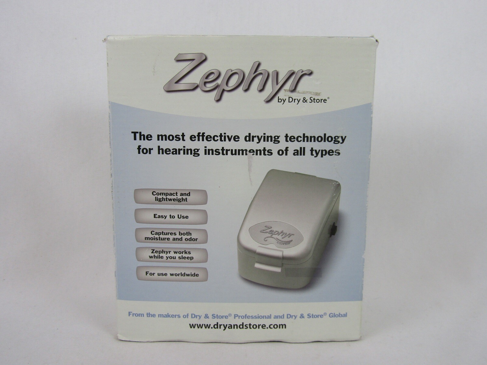 Zephyr By Dry & Store Hearing Aid Dryer-Model ZTR-Silver-Original Box-EUC