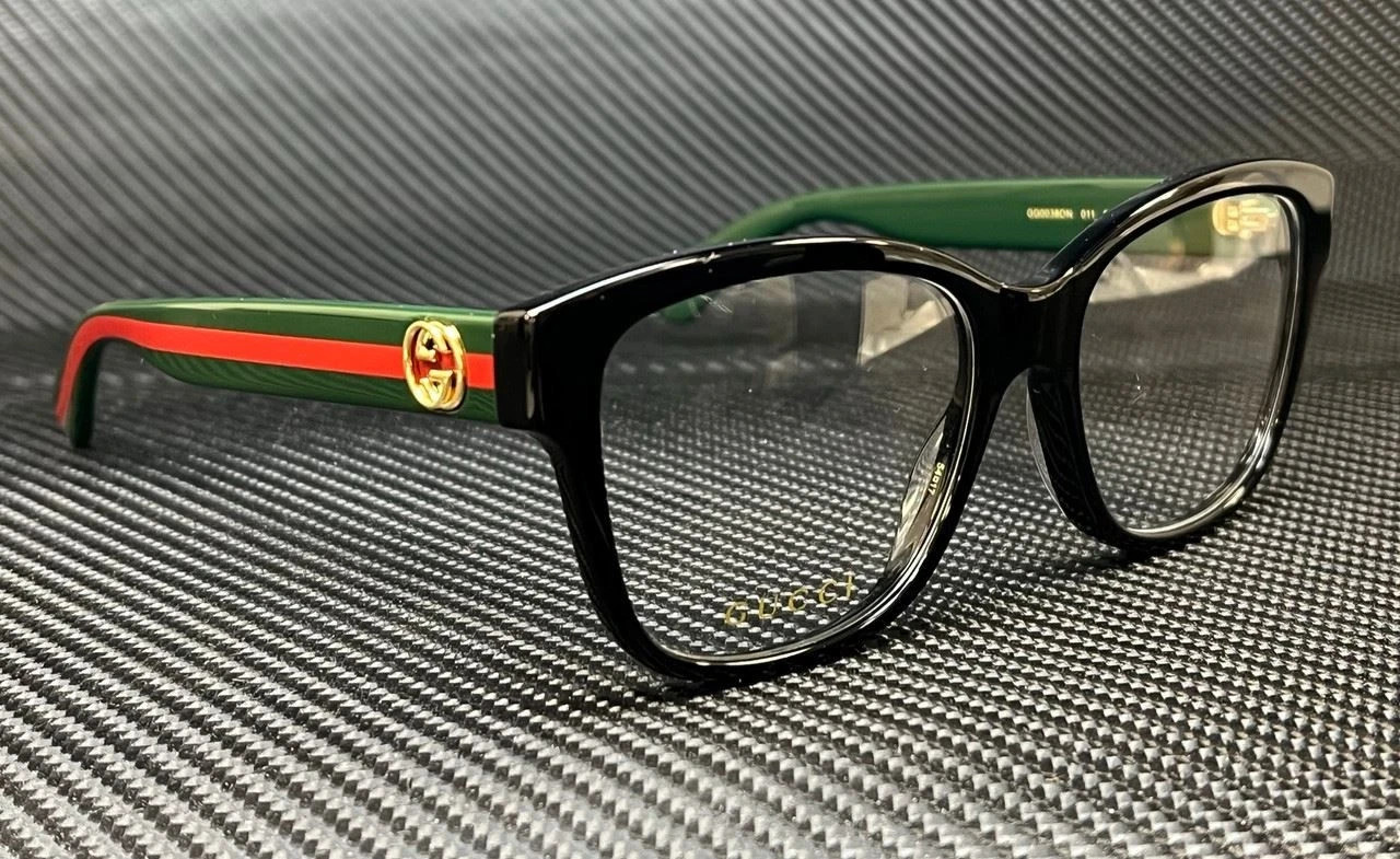 GUCCI GG0038ON 011 Black Green / Red Women’s 54 mm Eyeglasses