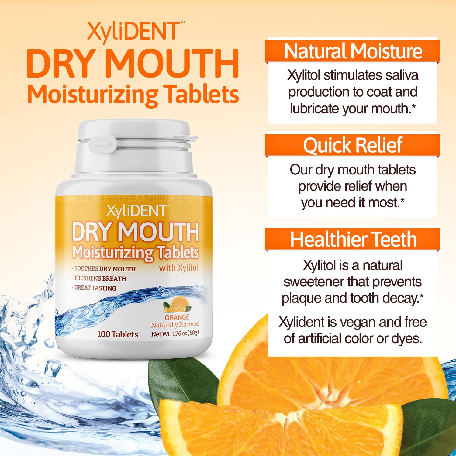 Xylident Xylitol Tablets for Dry Mouth Relief – Stimulates Saliva, Freshens Brea