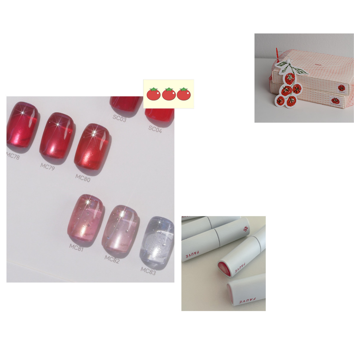 Fauve Gel TOMATO Glitter Syrup & Magnet Red Collection Soak Off Nail Gel