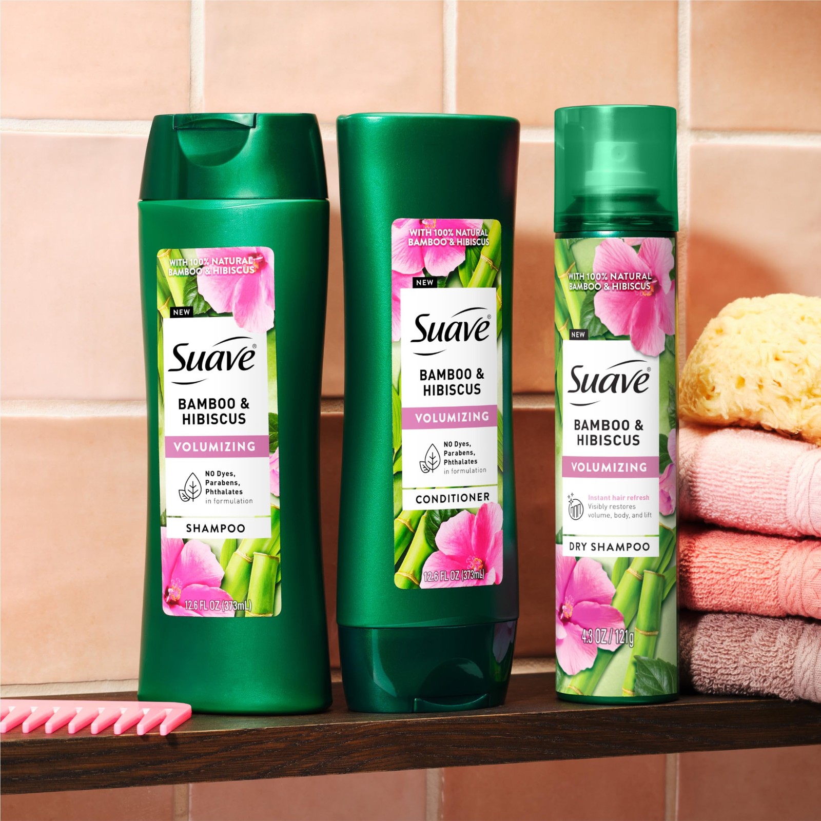 Suave Bamboo & Hibiscus Volumizing Conditioner, 12.6 Fl Oz (Pack of 1), N/A