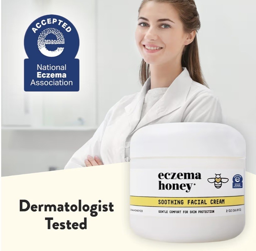 Lot Of 2 ECZEMA HONEY Soothing Facial Cream-Natural Dry Skin Repair Lotion 2 Oz