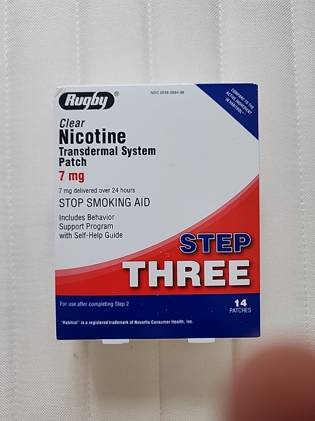 Rugby Clear Nicotine Transdermal System Patch Step 3 7mg Exp: 05/2027