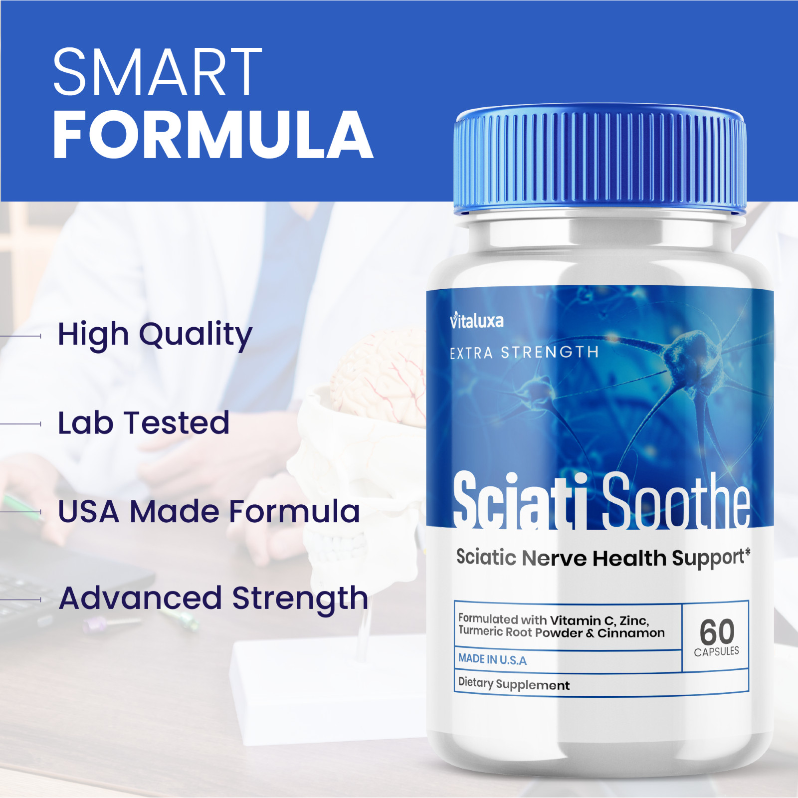 (5 Pack) SciatiSoothe for Sciatica Capsules, Sciati Soothe Nerve (300 Capsules)
