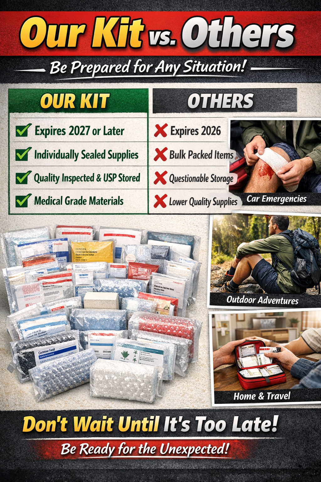 Normal Saline / Lactated Ringer 1000 (Lot of 6) – IV Start KIt, First Aid, Medic