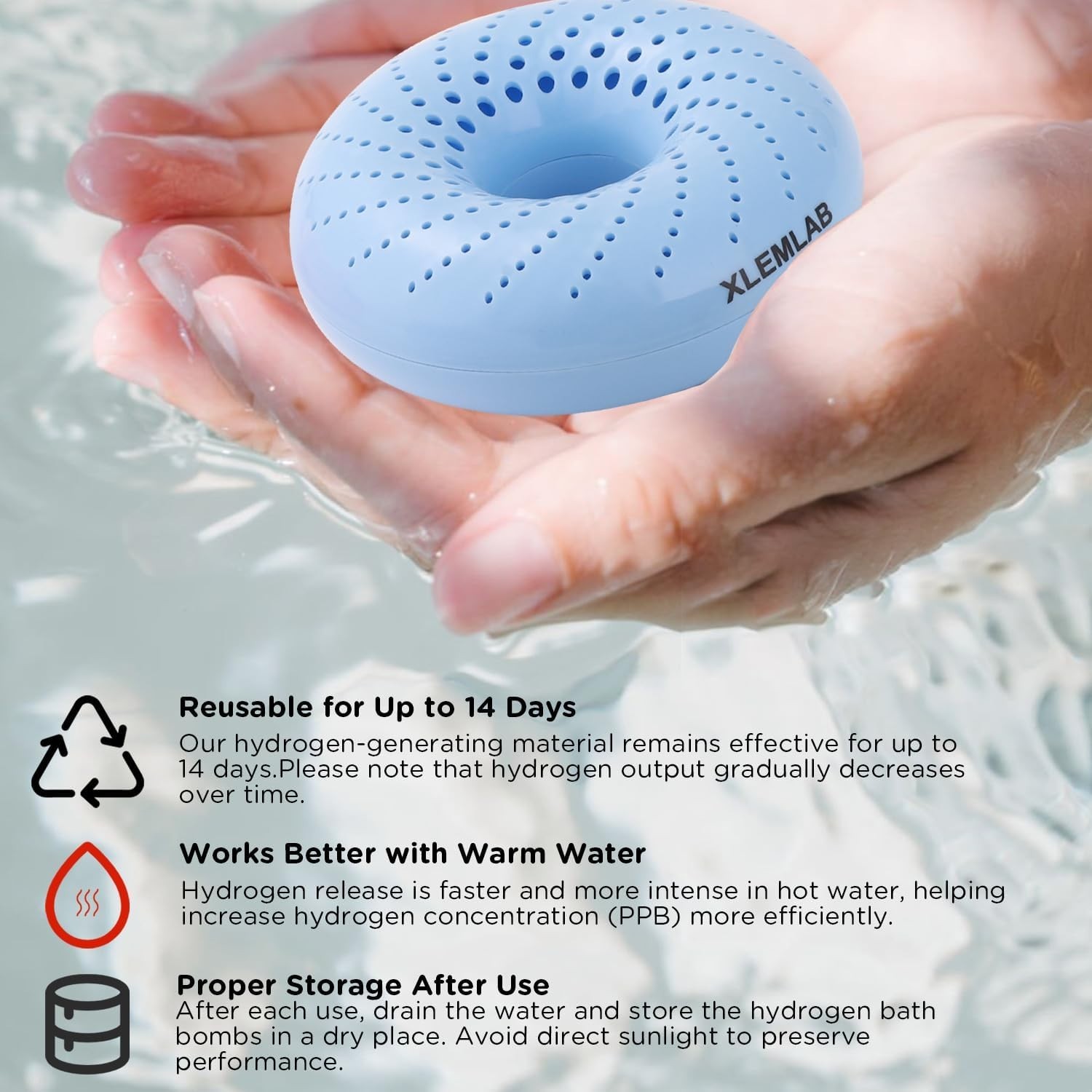 XLEMLAB 14 Days Reuseable Molecular Hydrogen Bath Bombs for Muscle Relief (14C