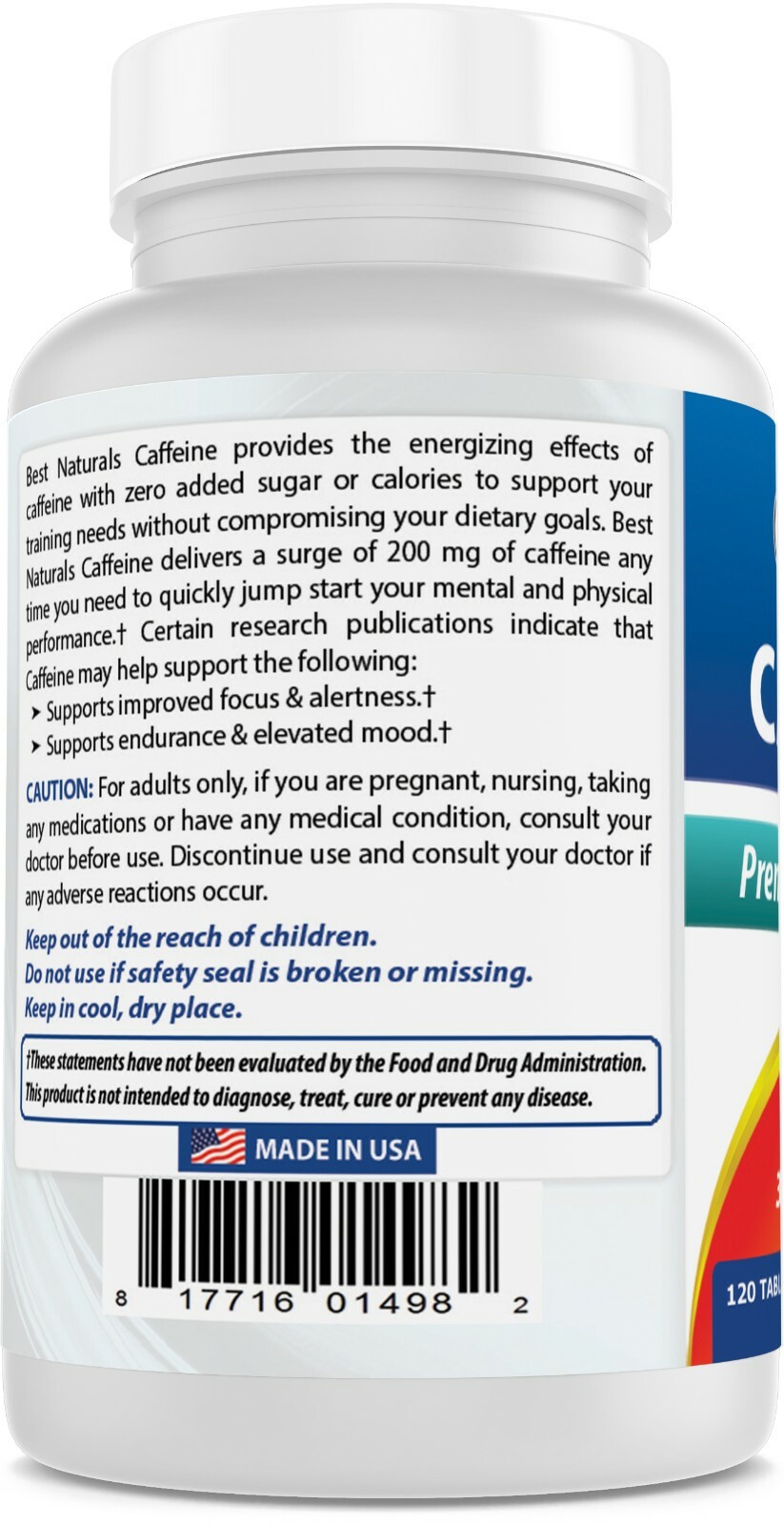 Best Naturals Caffeine 200 mg 120 Tabs