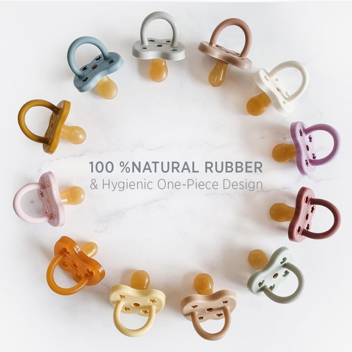 HEVEA Natural Rubber Orthodontic Pacifier 3-36 Months – Hygienic One-Piece Desig