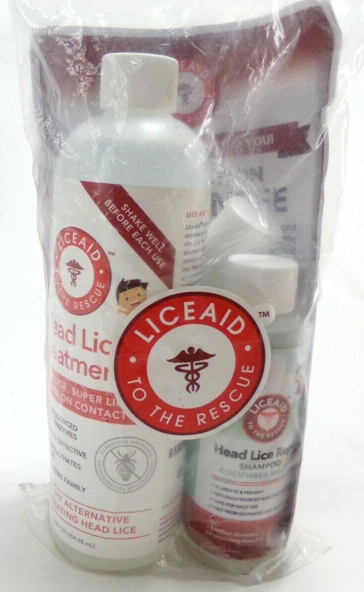 Lice Aid™ Lice Removal 3-Step Kit FDA Approved Vegan Includes Comb & Hair Clips