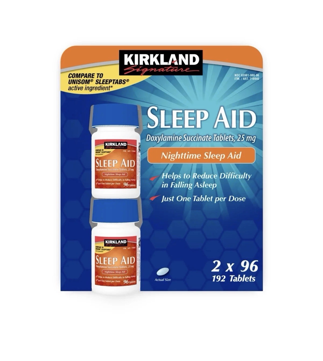 Kirkland Signature Sleep Aid, 192 Tablets EXP 06/27
