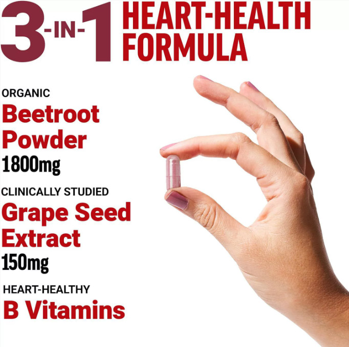 Supplement for Healthy Blood Pressure 90 Capsules 1800mg Beet Root TOTAL-BEETS