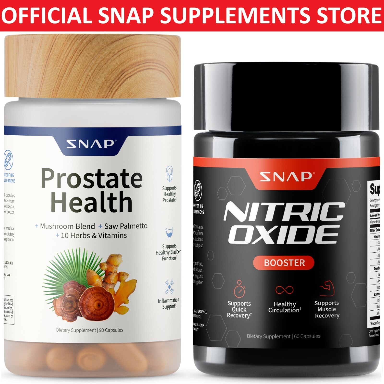 Nitric Oxide Booster – L-Arginine, L-Citrulline 1500mg + Prostate Health Bundle