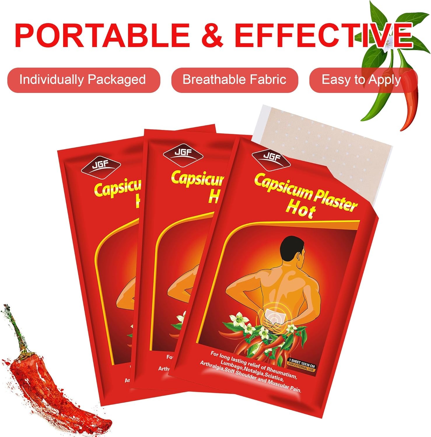 50 Count Capsaicin Patches,4.72″x7.08″ Hot Capsicum Patch