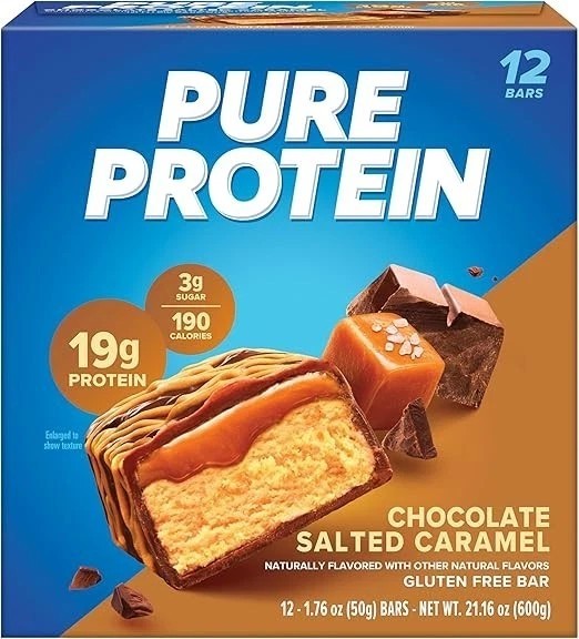 Pure Protein Bar, Choco, Salted Caramel 21g Protein, Gluten Free, 1.76 oz, 12 Ct