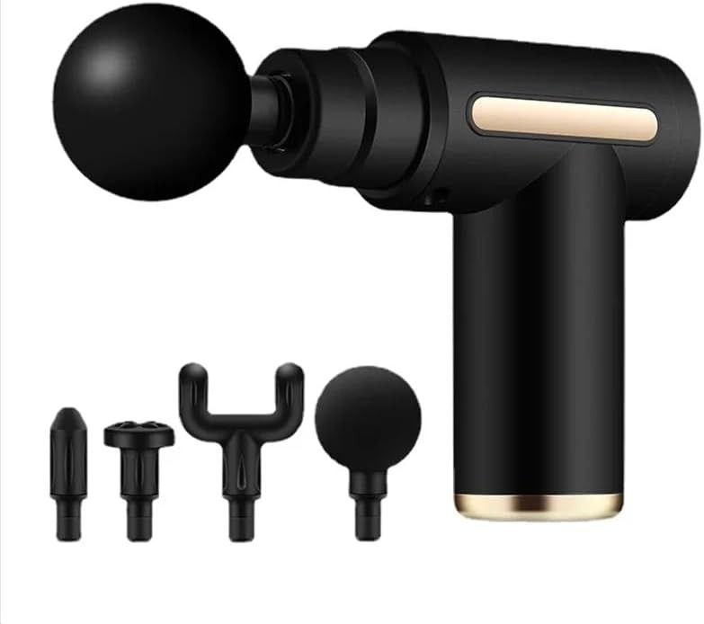 Handheld Massage Gun, 6 Speed Settings, 4 Massage Head Attachments (Black)