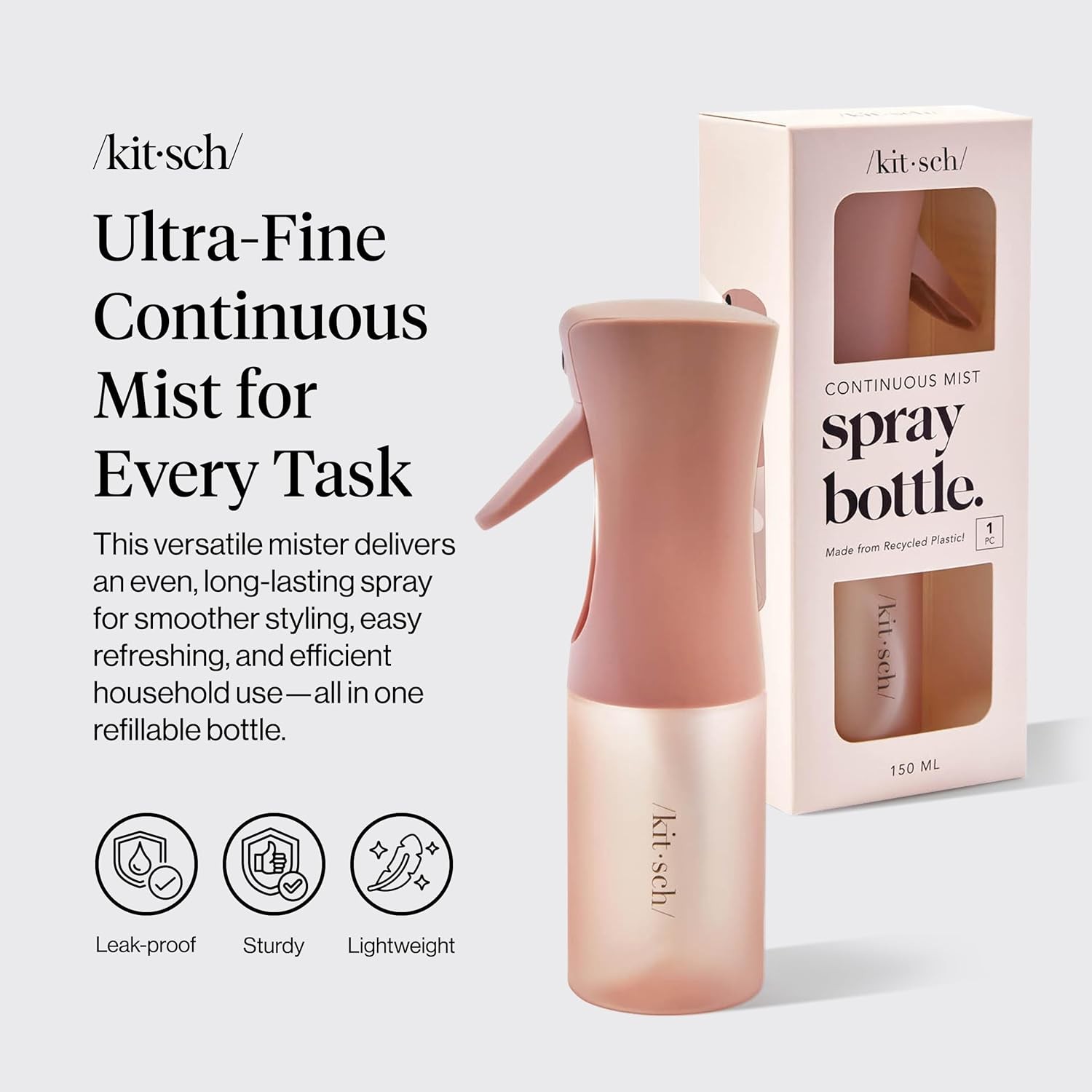 Kitsch Continuous Spray Bottle for Hair – Fine Mist Water Mister & Water Spray B