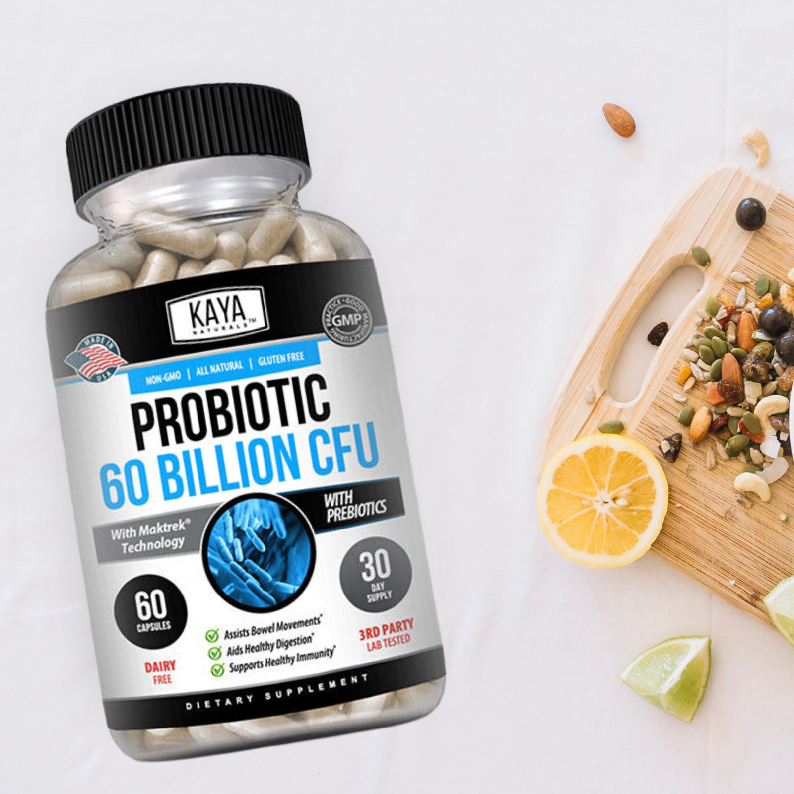 (2 Pack) Probiotic 60 Billion with Prebiotics Immune Function Healthy Digestion
