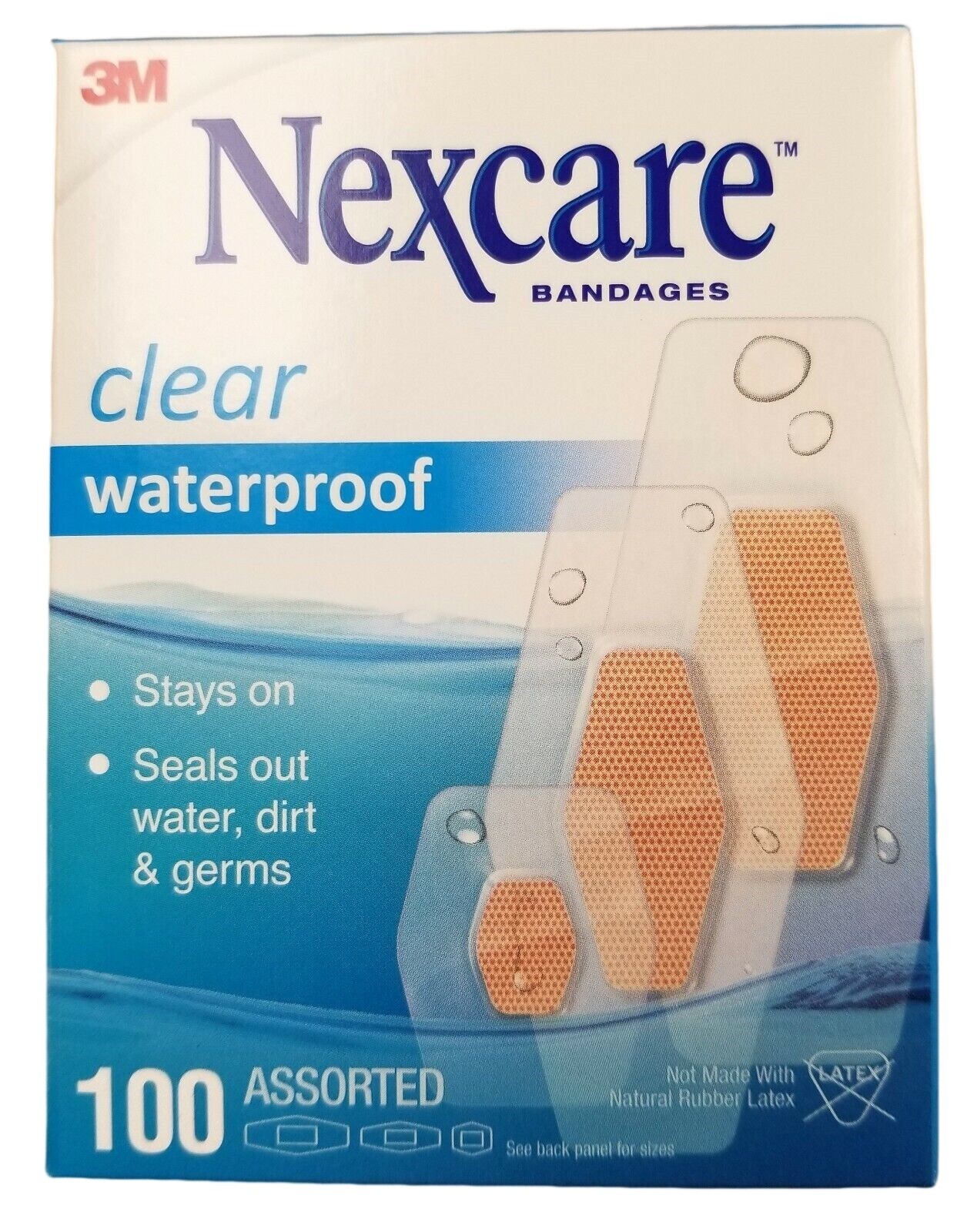 Nexcare Bandages CLEAR WATERPROOF Assorted Sizes 100ct ( 2 pack ) BIG BOX