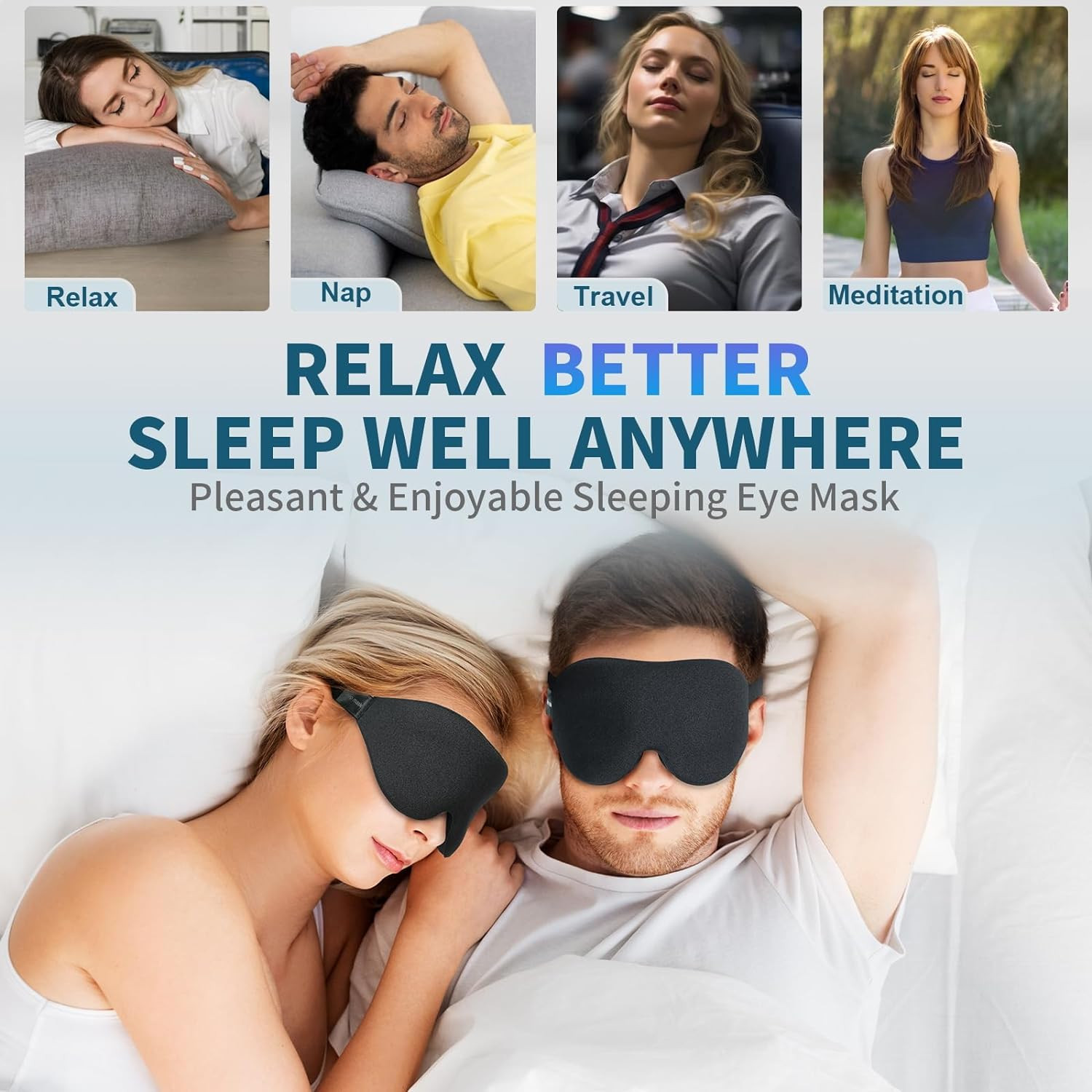 Sleep Mask for Side Sleeper, Light Blocking Sleeping Eye Mask for Women Men, 3D