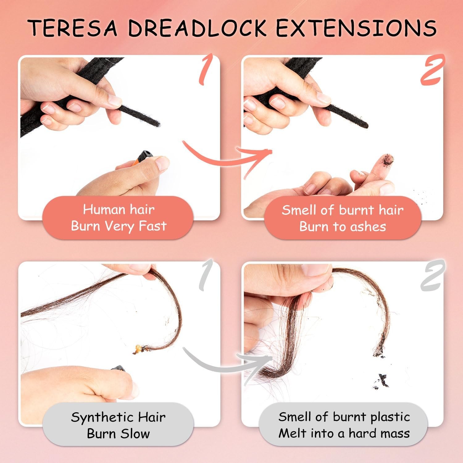 Jiajia Teresa Small 0.4Cm And 0.8Cm Width 6-18 Inch 100 Human Hair Dreadlock