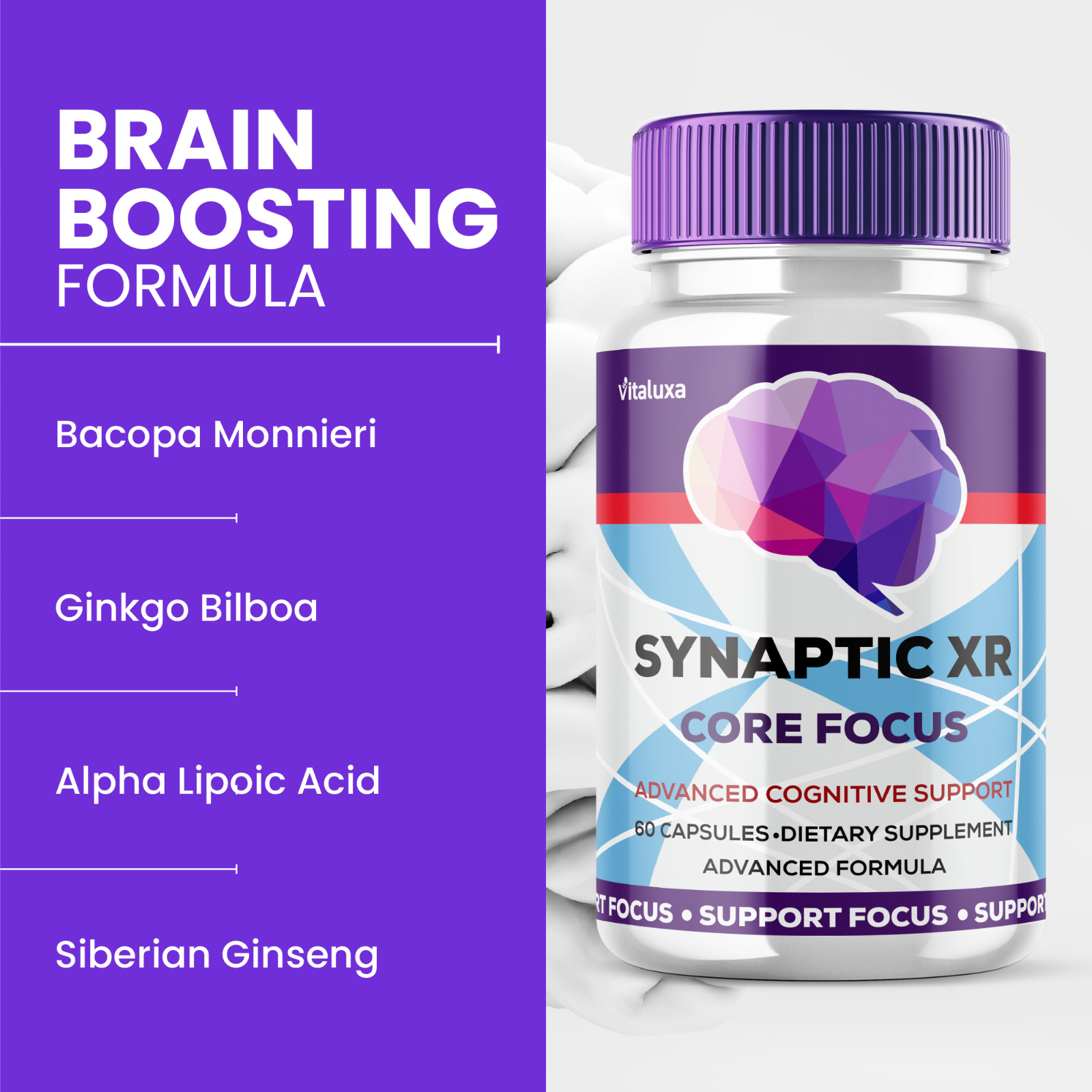 (5 Pack) Synaptic XR Core Focus Pill Cognitive Performance Focus (300 Capsules)