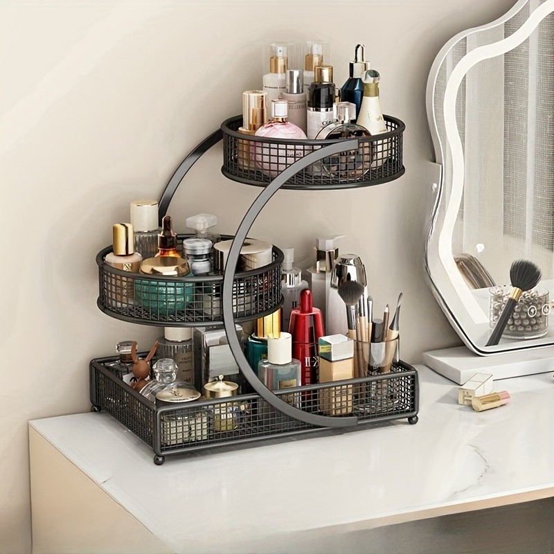 3 Tiers Makeup Rack Bathroom Skincare Shelf Organizer Bedroom Save Space Holder