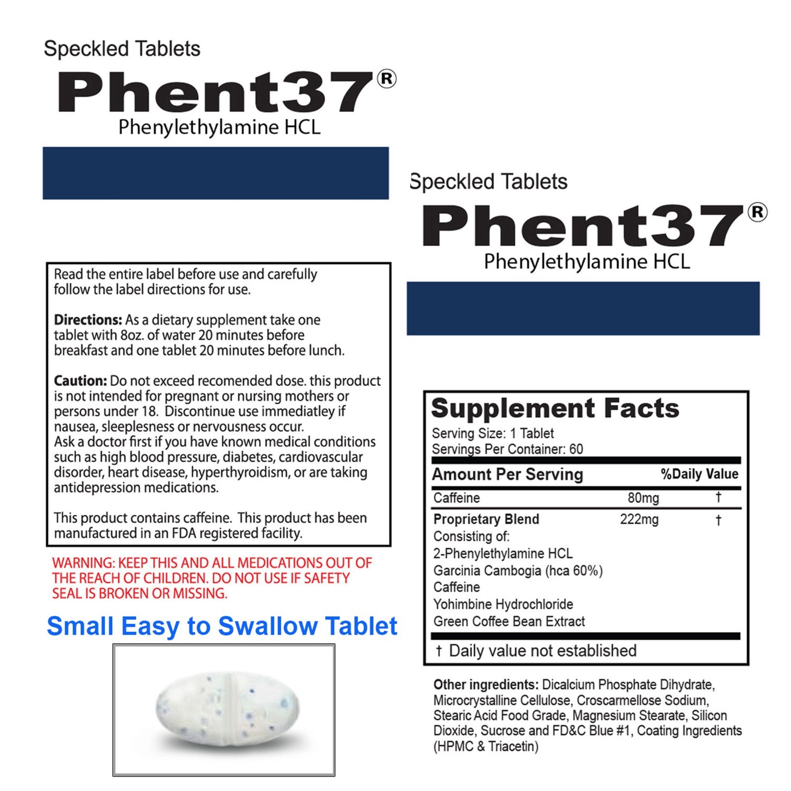 Phent37 – Speckled Tablets Appetite Control, Fat Burner Phenylethylamine Energy