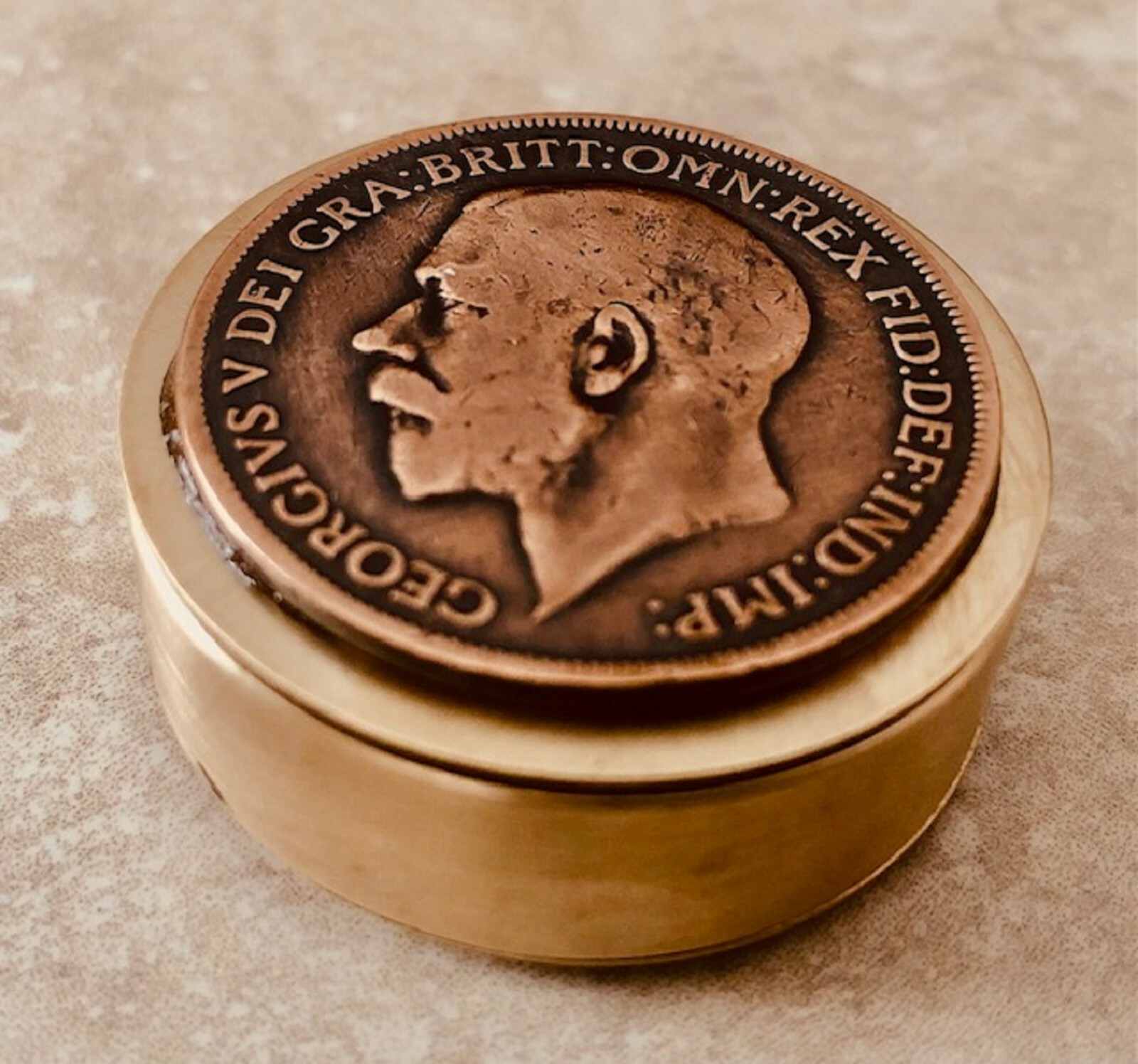 British Coin Pill Box Britain Large Penny – Rare, Exclusive, Handmade